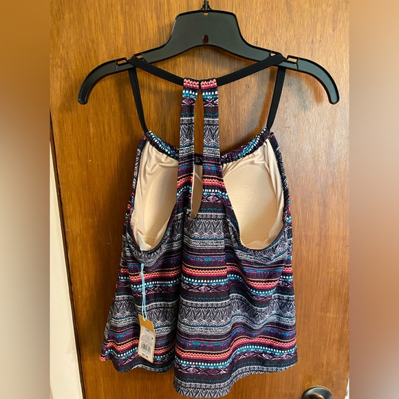 NWT beautiful geometric pattern tankini top from Kona Sol, size 14W - Picture 2 of 13